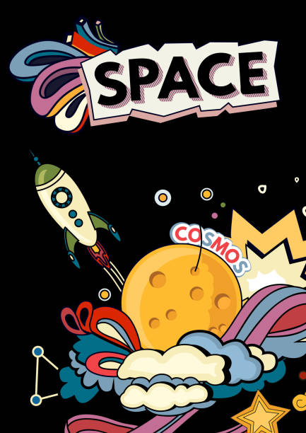 1 cosmos Cartoon vector illustration of space. Moon, planet, rocket, earth, cosmonaut, comet, universe Classification milky way Hand drawn Comics cosmos cartoon of the how to draw a infinity sign stock illustrations