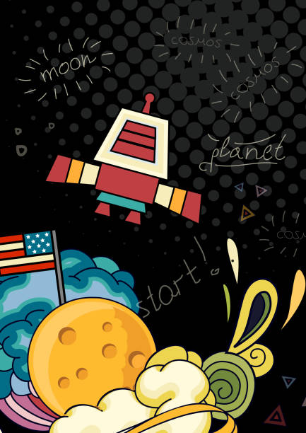 1 cosmos Cartoon vector illustration of space. Moon, planet, rocket, earth, cosmonaut, comet, universe Classification milky way Hand drawn Comics cosmos cartoon of the how to draw a infinity sign stock illustrations