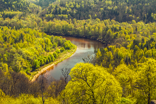 Latvia. Turaida Castle. It is panorama of the Gauja river