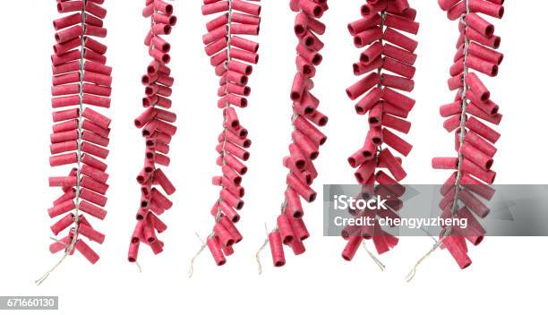 Red Firecrackers String Isolated On White Backgroundfirecracker Stock ...