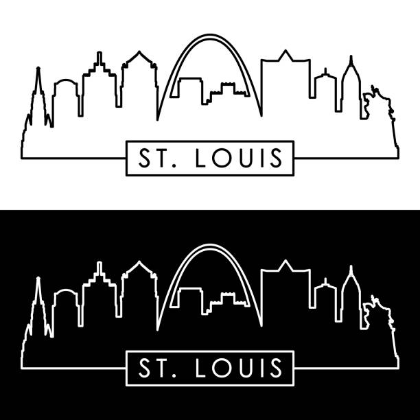 St.Louis skyline. Linear style. St.Louis skyline. Linear style. Editable vector file. st louis skyline stock illustrations