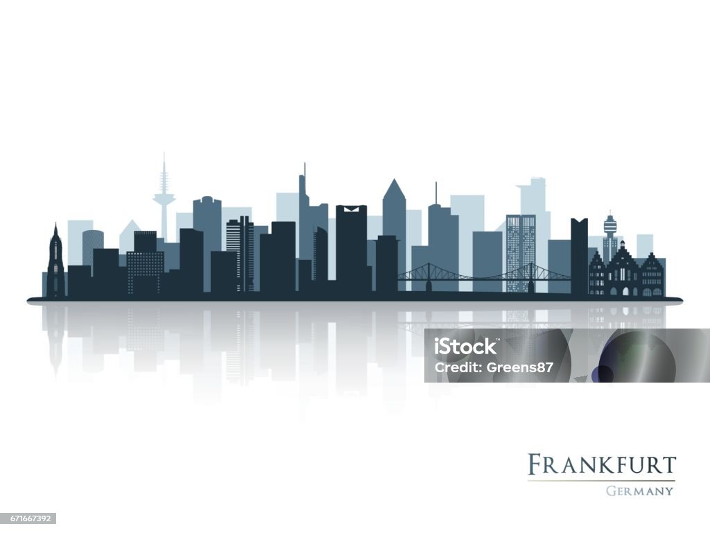 Frankfurt skyline silhouette with reflection. Frankfurt skyline silhouette with reflection. Vector illustration. Frankfurt - Main stock vector