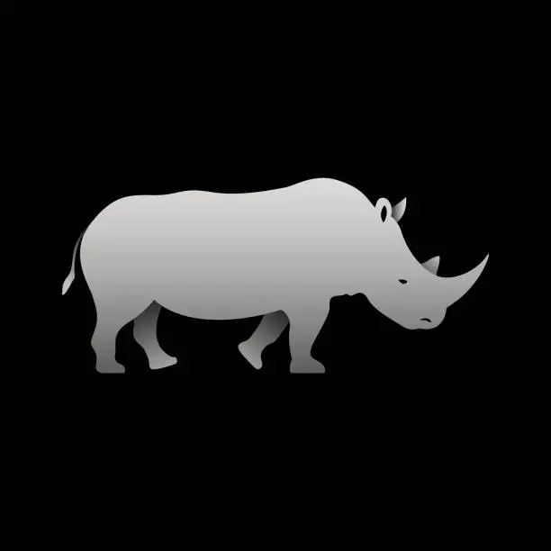 Vector illustration of Rhinoceros side view profile.