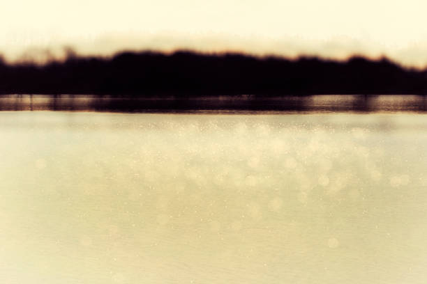 istock Abstract view of a lake with dark brown forest landscape 671673974