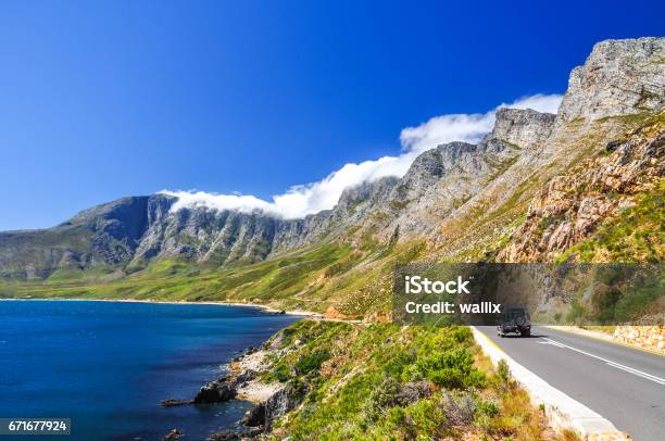 Beautiful Mountain Scenery Along Route 44 In The Western Cape Province Of South Africa Located In The Eastern Part Of False Bay Near Cape Town Between Gordons Bay And Pringle Bay Stock Photo - Download Image Now