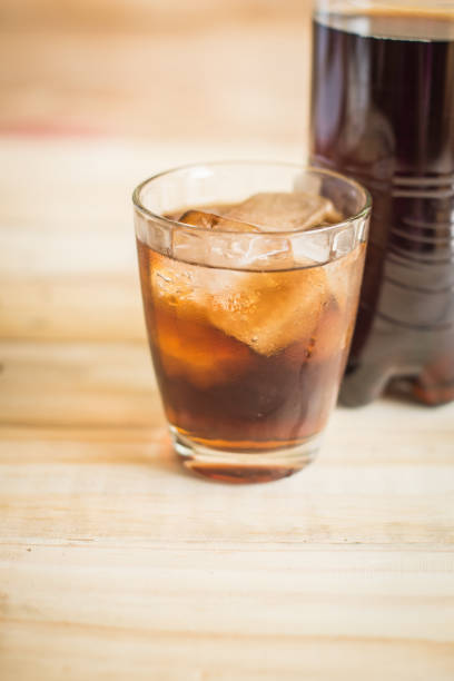 istock Coca Cola with ice on the wooden floor 671682674