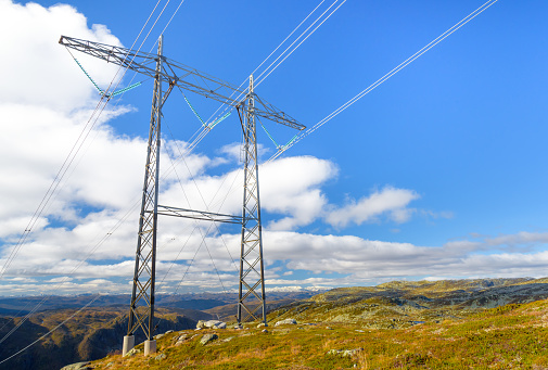 Power lines over Norwegian mountains