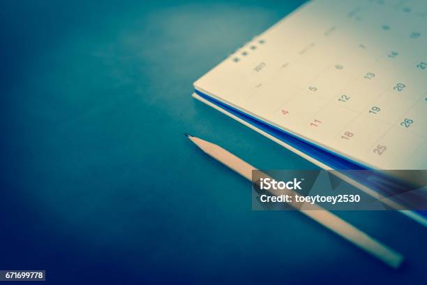 Blurred Calendar In Planning Concept On Leather Texture Stock Photo - Download Image Now