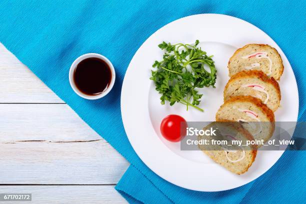 Fish Fillets Rollup With Crab Meat Stock Photo - Download Image Now - Gefilte Fish, Baked, Carp