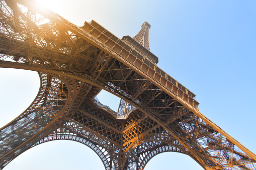 Angle shot of The Eiffel tower in Paris, France