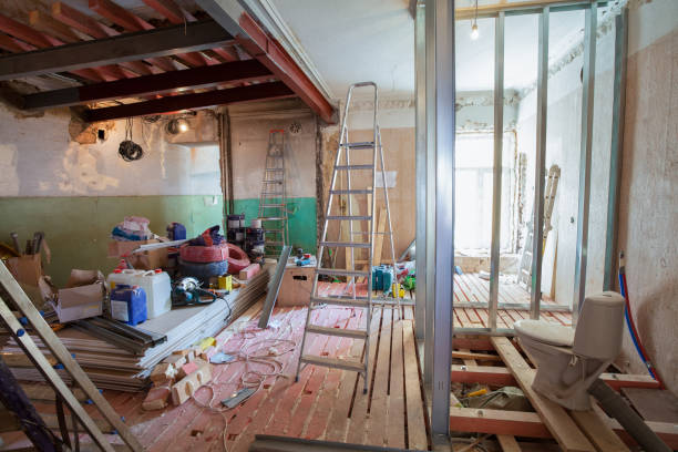istock Interior of apartment with materials during on the renovation and construction ( remodel wall from gypsum plasterboard or drywall) 671706760