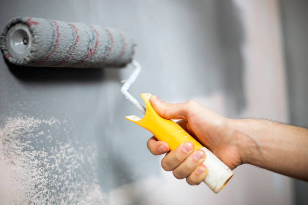 istock Close up of painter hand painting a wall 671709992