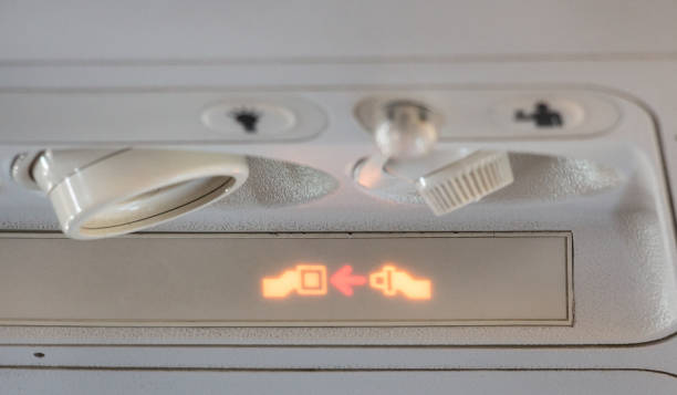 istock Fasten seat belt sign closeup. 671717062