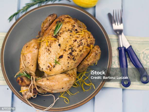 Roasted Chicken Stock Photo - Download Image Now - Animal Body Part, Animal Skin, Baked