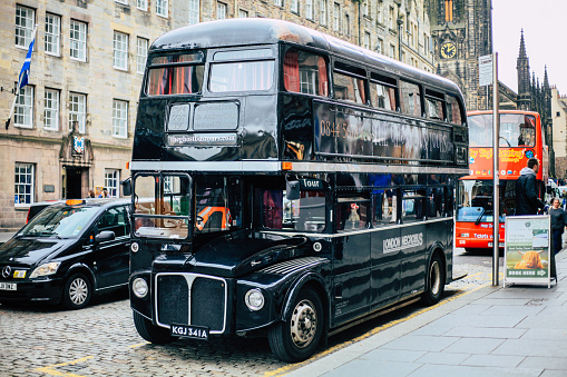 Edinburgh, UK - 18 June 2016: Discover Edinburgh, one of Europe's most haunted cities, on a fabulously fun and spooky sightseeing Ghost Tour aboard The Ghost Bus.