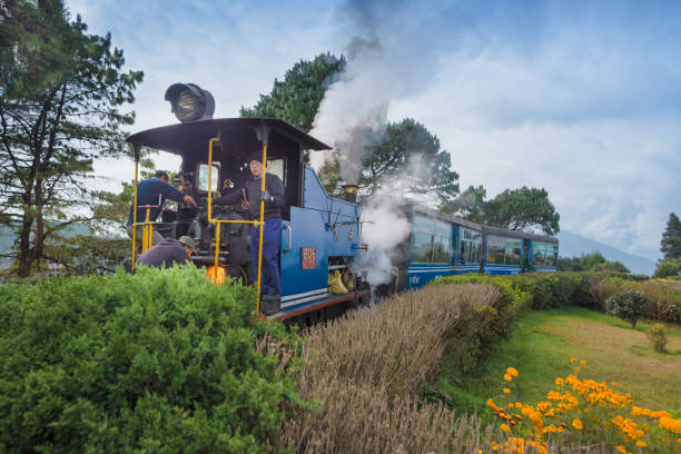 Darjeeling Himalayan Railway DARJEELING, INDIA - NOVEMBER 27, 2016: steam engine hauled DHR Toy Train has been operating on 2-foot gauge tracks since 1880s and gained the UNESCO World Heritage status. darjeeling stock pictures, royalty-free photos & images