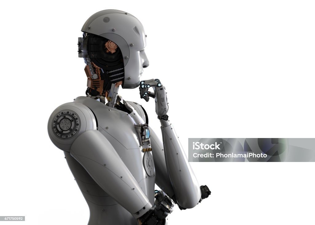 pensée de robot androïde - Photo de Robot libre de droits