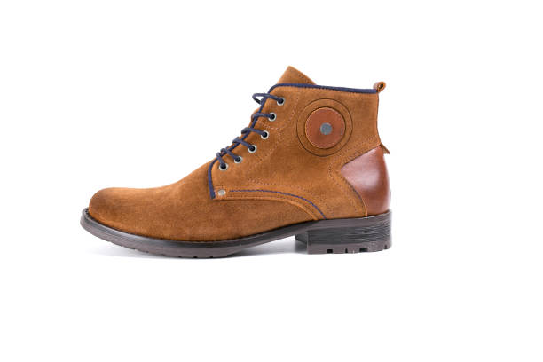 istock Male Boots on White Background, Isolated Product, Top View 671750718