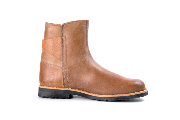istock Male Boots on White Background, Isolated Product, Top View 671751176