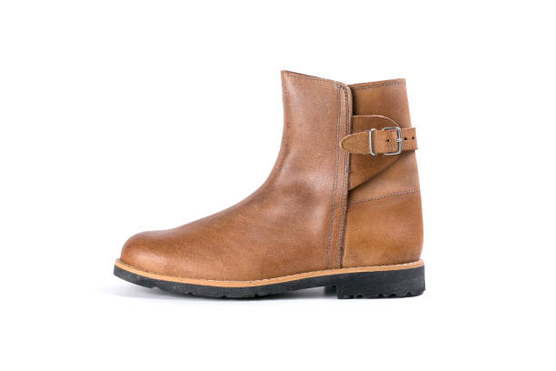 istock Male Boots on White Background, Isolated Product, Top View 671751204