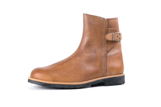 istock Male Boots on White Background, Isolated Product, Top View 671753370