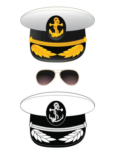 Vector illustration of Navy captain hat, vector