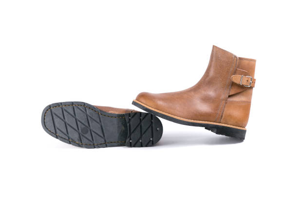 istock Male Boots on White Background, Isolated Product, Top View 671753580