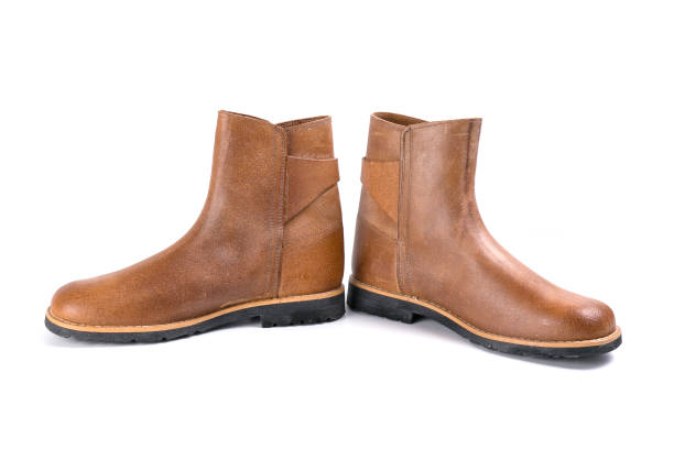 istock Male Boots on White Background, Isolated Product, Top View 671753700