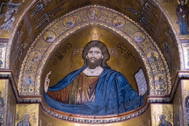 istock Blessing Christ in Moreale's Cathedral, Palermo in Sicily 671763634