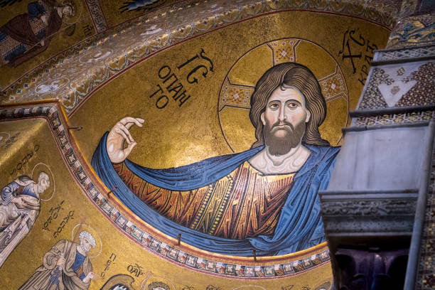 istock Blessing Christ in Moreale's Cathedral, Palermo in Sicily 671763640
