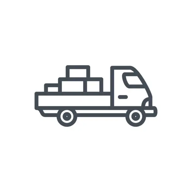 Vector illustration of Delivery Work Line Icon Car Truck Van