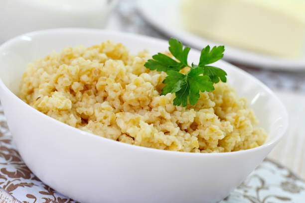 istock Wheat porridge with butter 671776416