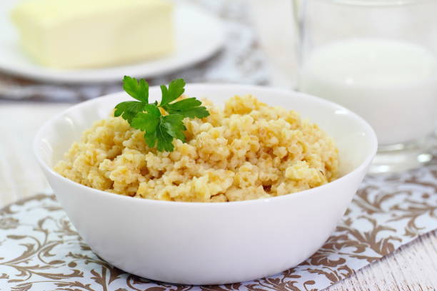 istock Wheat porridge with butter 671776422