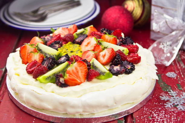 istock Pavlova with fruits 671777104