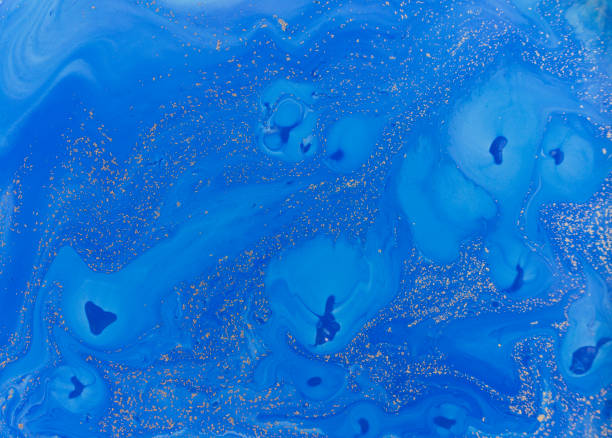 istock Blue liquid texture. Watercolor hand drawn marbling illustration. Ink marble background. 671779228