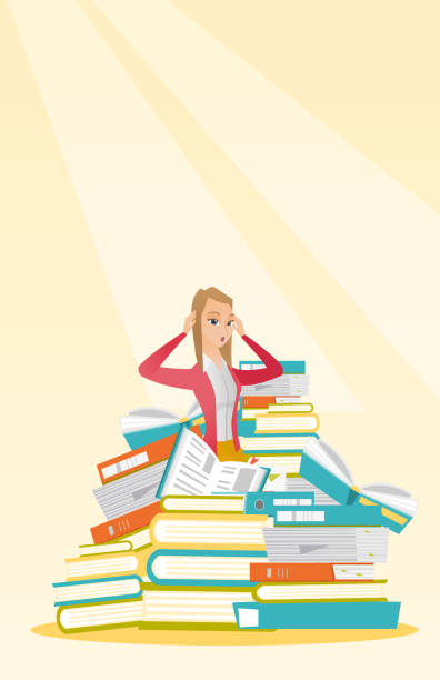 istock Student sitting in huge pile of books 671780142