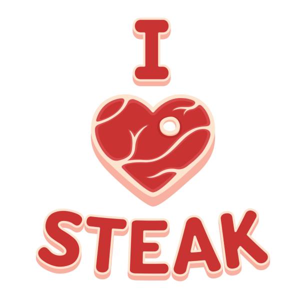 私はステーキが大好きです - meat raw beef love点のイラスト素材／クリップアート素材／マンガ素材／アイコン素材