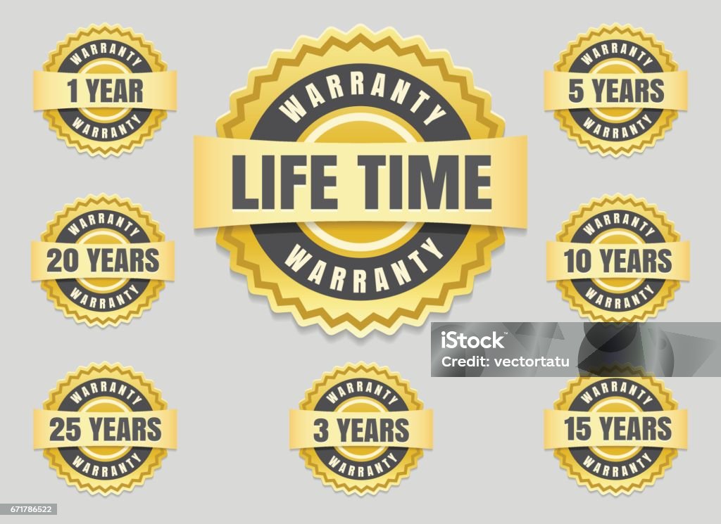 Years warranty labels and guarantee seals Service lifetime and years warranty labels and guarantee seals vector icons set Insurance stock vector
