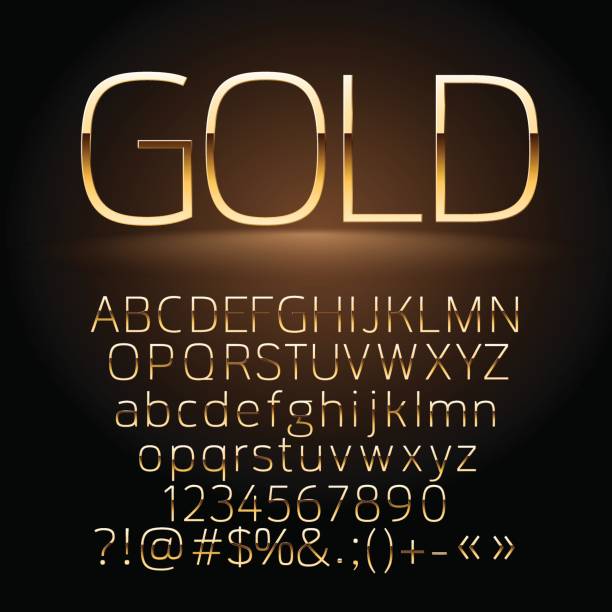 ゴールドのアルファベット、記号、数字をベクトルします。 - タイプセッター点のイラスト素材／クリップアート素材／マンガ素材／アイコン素材