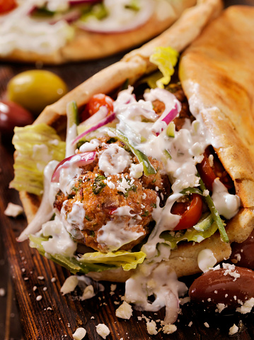 100% Lamb -Greek Meatball Souvlaki Wrap with Tzatziki Sauce