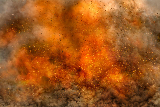 istock Backdrop of natural disaster with big fire 671793266