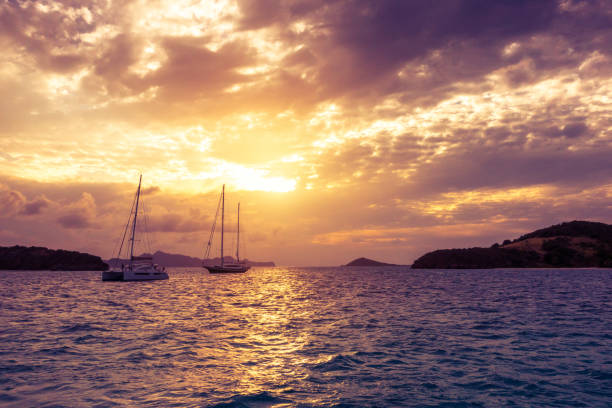 istock Sailing yacht, cruise on a catamaran 671809250