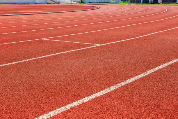 istock Running track and grandstand in stadium 671815678