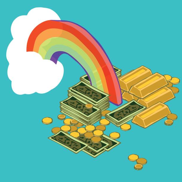 Gold at the End of the Rainbow vector art illustration