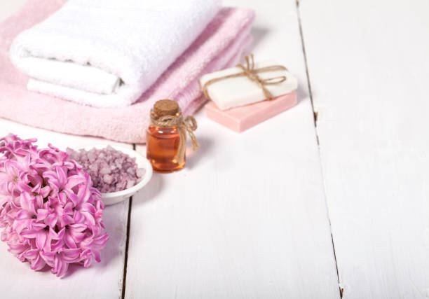istock Spa background in range of pink and white. 671822954