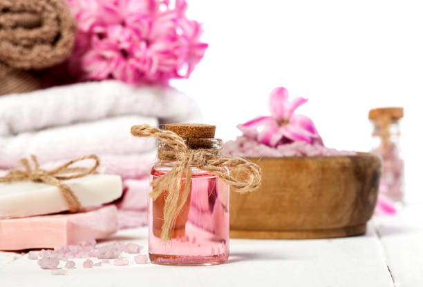 istock Spa background in range of pink and white. 671822962