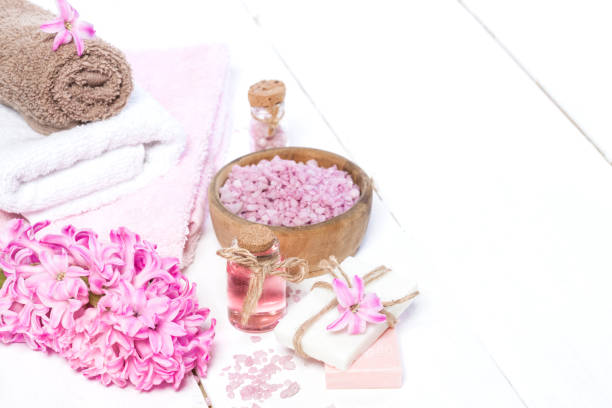 istock Spa background in range of pink and white. 671822976