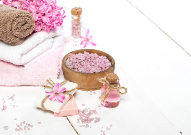 istock Spa background in range of pink and white. 671822992