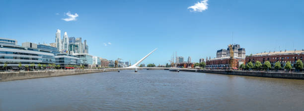 Panoramic view of Puerto Madero - Buenos Aires, Argentina Panoramic view of Puerto Madero - Buenos Aires, Argentina puente de la mujer stock pictures, royalty-free photos & images
