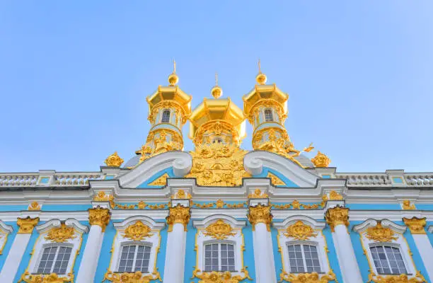 Photo of Golden cupolas of Catherine Palace church.